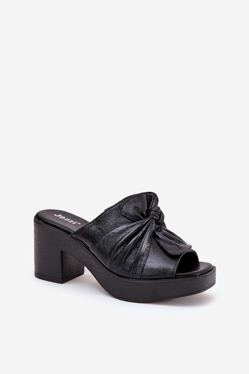 Women's Heeled Sandals Made Of Eco Leather Black Kikilla