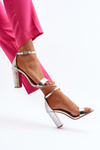 Silver sandals on a heel Thakko
