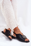 Shiny Women's Sandals With Decorative Detail S.Barski KV51-012 Black