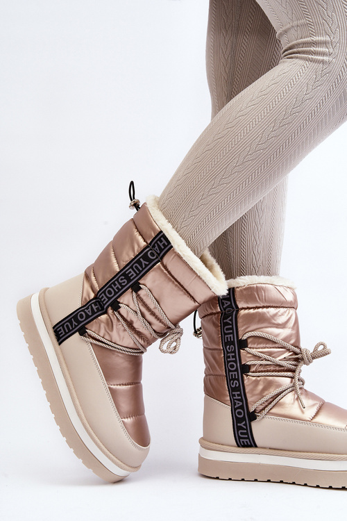 Women's Snow Boots with Beige Laces Lilara