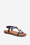 Women's Flat Sandals With Woven Straps And Embellishments Artiker Black 54C1331