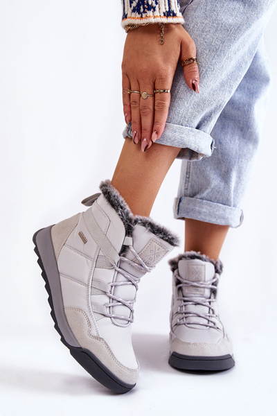 Śniegowce Damskie Ocieplane Szare Cross Jeans KK2R4015C