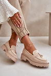 Ladies Eco Suede Moccasins With Decoration Verindalle Light Beige