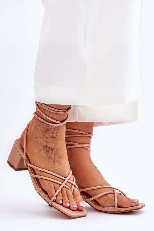 Tied Sandals With High Heels Beige Secret Love