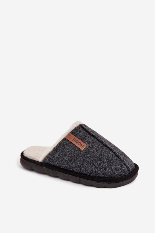 Męskie Kapcie Ocieplane Futerkiem Czarne Darielle