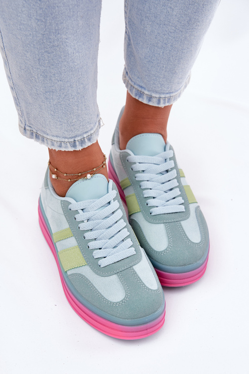Damskie Sneakersy Na Platformie Niebieskie Ovivene