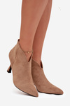 Low Women's Ankle Boots On Heel Eco Suede Beige Jolivra