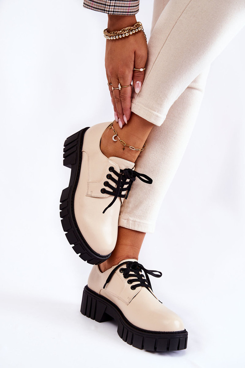 Fashionable Leather Shoes La.Fi 210013BE-PU Beige