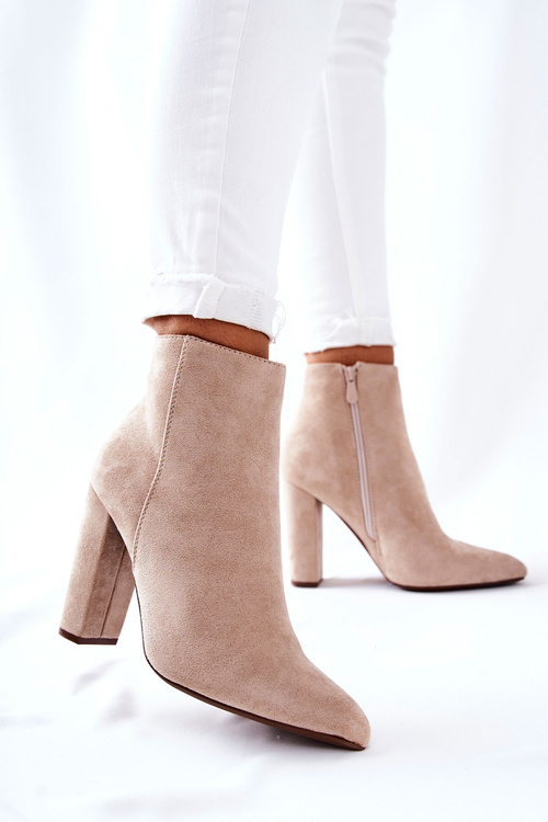 Suede Stiletto Booties Beige Rinasa