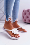 Women's Flip Flops White Flower Brocade Elenda