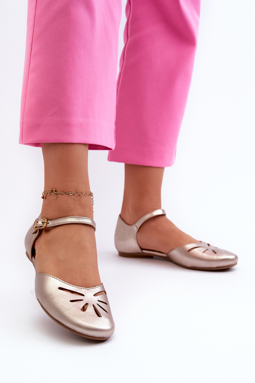 Sandały Skórzane Damskie Złote Maciejka 06641-25