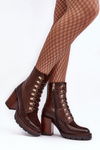 Heeled Lace-Up Boots Brown Lathia