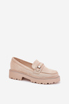 Women's Moccasins Decorated with Rhinestones Beige Patina