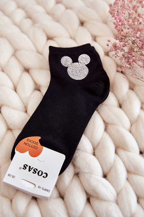 Women's Cotton Socks With Cubic Zirconia Cosas Black