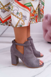 Grey Stiletto Sandals Boots Open Toe Grays
