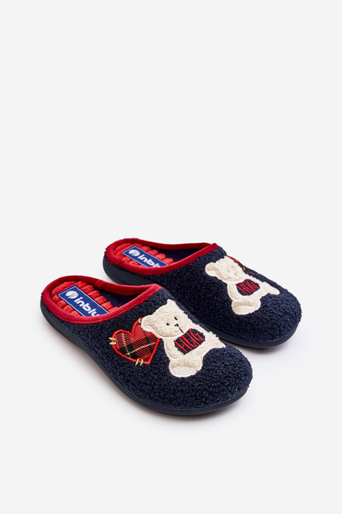 Klapki Kapcie Damskie Domowe Miś Granatowe Inblu EC000095