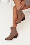 Suede Cowboy Ankle Boots Women's Heeled Insulated Khaki Dylira