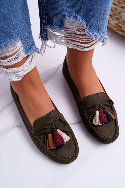 Women's Khaki Suede Moccasins S.Barski A199 Mohabe