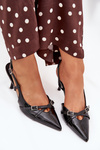 Patent Court Shoes With Open Heel And Straps Black Ravira