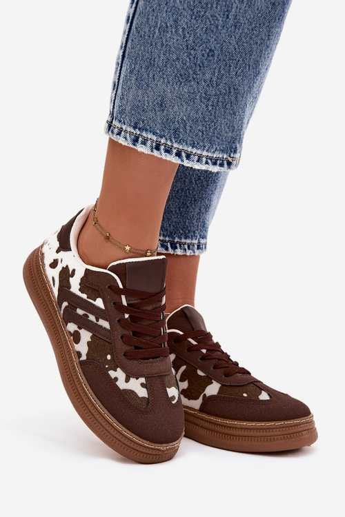 Women's Sneakers On Platform With Patches Brown Denissa