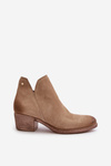 Zazoo 60475 Suede Ankle Boots Women Low Heel Insulated Beige