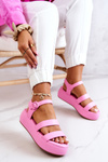 Leather Sandals On A Buckle Pink Graceful