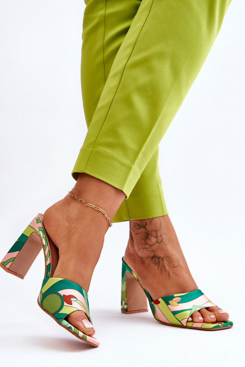 Women's Patterned Heel Slippers Green Adelise
