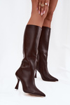 Women's Knee-High Heel Boots Chocolate Vionette