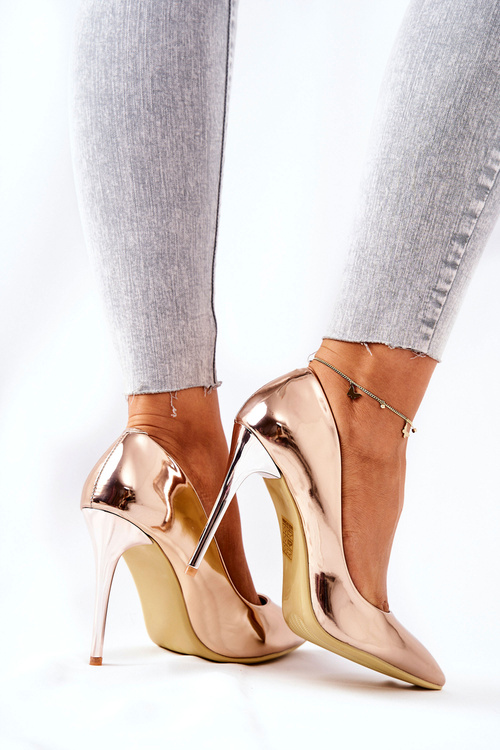Elegant Mirror Stilettos Pink Gold Adrinnah