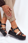 Women's Sandals With Straps On Platform Black Gallari