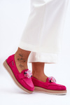 Women's Platform Moccasins with Stones Fuchsia Elonore