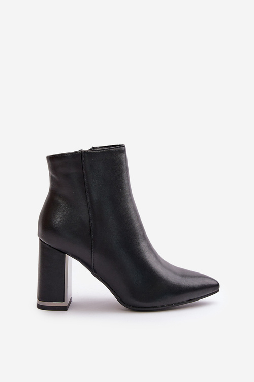 Women's Stiletto Ankle Boots with Zipper Insulated Eco Leather Black Mevair