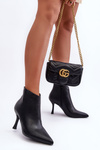 Women's Leather Boots On Heel Black Merisa