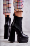 Women's Leather Boots On A Massive Heel Black Jones