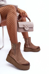 Women's Suede Boots On A Massive Platform Dark Beige Savira