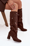 Women's Winter Heeled Boots with Decorative Details Chocolate Lucinda