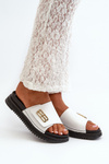 Zazoo 50101 Women's Leather Platform Slides, White