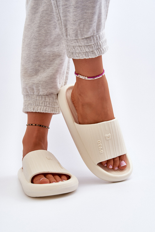 Lightweight Women's Foam Slides in Light Beige by Fenicva