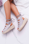 Women's Platform Sandals with Espadrilles Lace-up Grey Grand