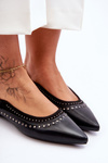 Leather Ballet Flats with Studs Black Laroshe