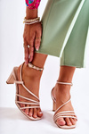 Classic Lacquered Sandals On Heel Beige Milani