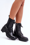 Women's Leather Boots On Heel Black Esnar