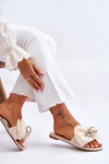 Women's Slippers With Bow And Rhinestones Beige Jolene