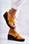 Women's Sandals With Velcro Yellow Amaze
