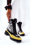 Leather Snakeskin Boots Black and Yellow Meridiah