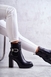 leather boots on a post with a decorative belt Black Maresol