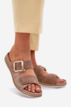 Womens Sandals With Buckle And Velcro Brown INBLU MK000013