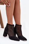 Women's High Heel Ankle Boots with Mesh D A LZ52 944 Black
