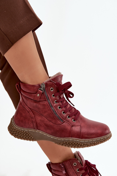 Women's Boots Lined with Faux Fur from Eco Leather Bordeaux Ulverina