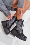 Leather Ankle Boots On Platform And Wedge With Patterned Upper Maciejka 06720-01 Black